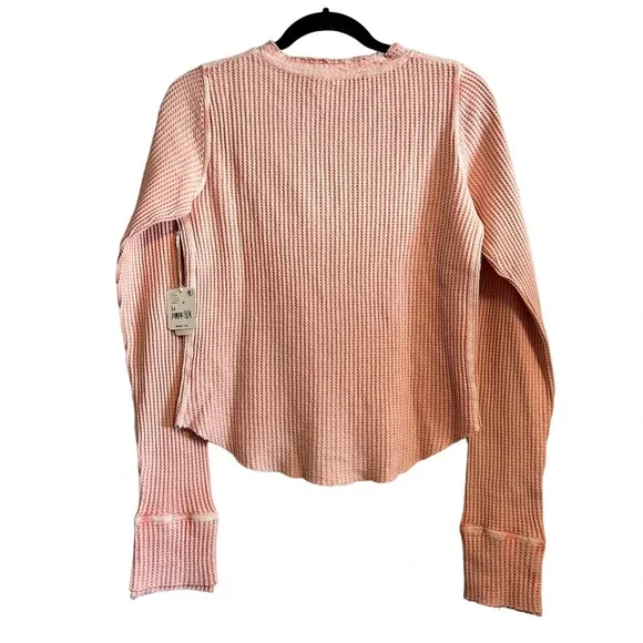 SOLD ❗️Free People Colt Waffle Knit Thermal Long Sleeve Raw Hem Top NWT Size M - Picture 2 of 12